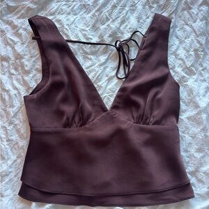 Brown Wrap-Style Blouse